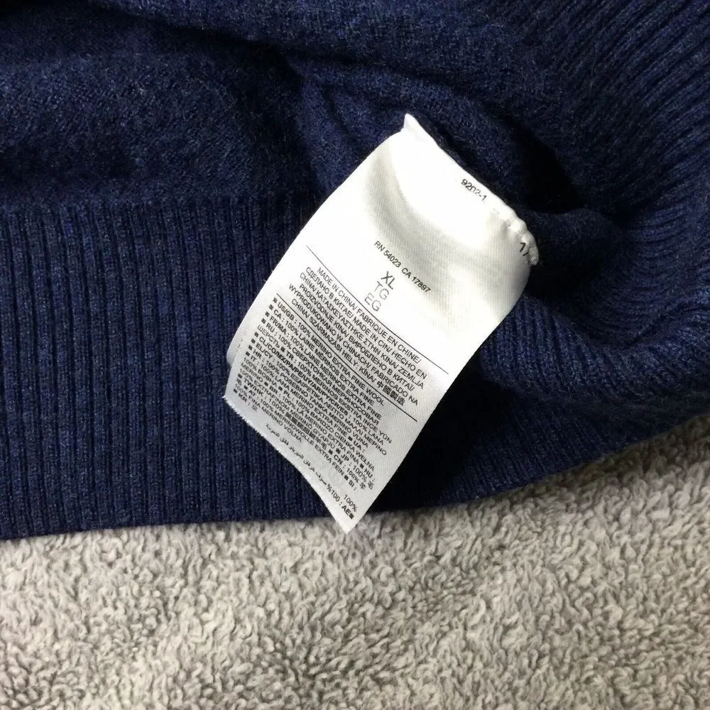 Banana Republic Extra Fine Merino Wool Sweater XL‎ Men's V Neck Blue Pullover
